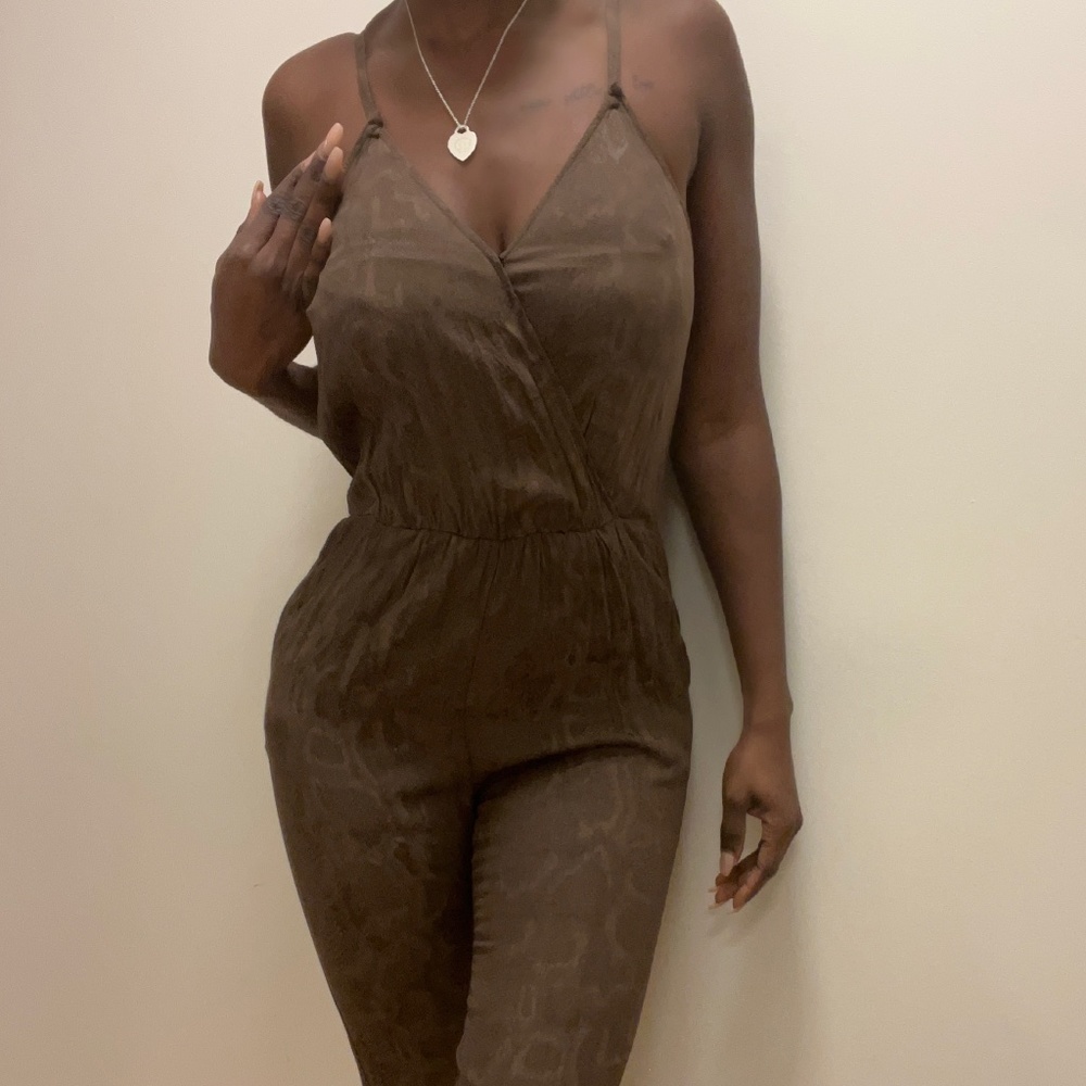 Brown/Green Fitted Full Length Jumpsuit